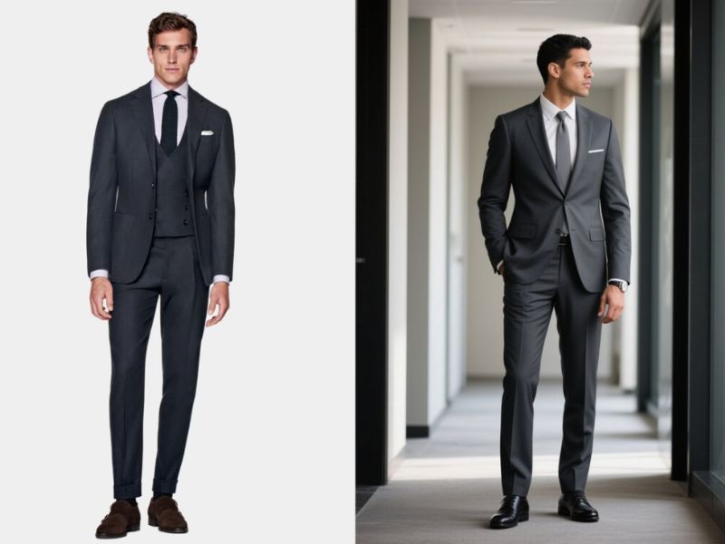 Nam giới diện vest và quần tây phom vừa vặn, toát lên vẻ lịch lãm trong môi trường công sở chuyên nghiệp