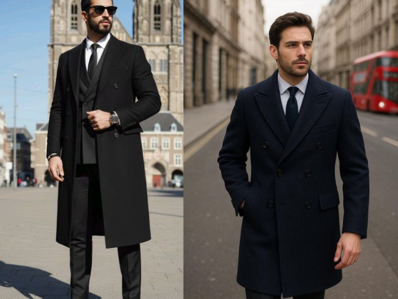 Áo khoác dài phủ ngoài vest, tạo nên vẻ ngoài chững chạc và đầy khí chất.