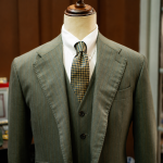 Olive Pinstripe Three-Piece Suit