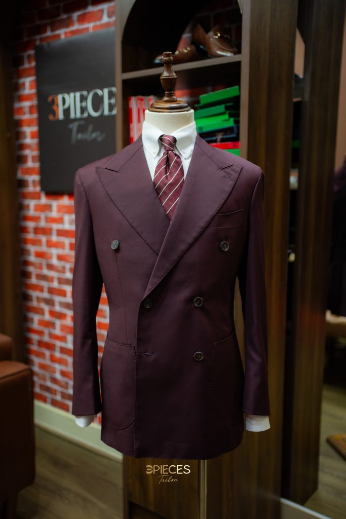 Burgundy Double-Breasted Bespoke Suit