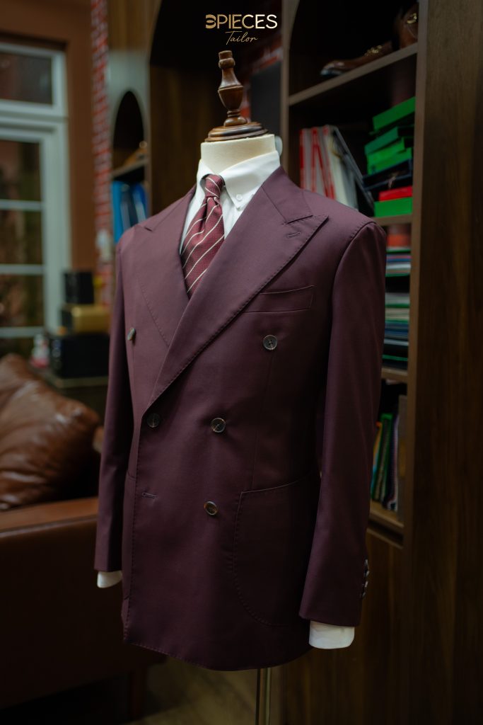 Burgundy Double-Breasted Bespoke Suit
