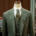 Olive Pinstripe Three-Piece Suit